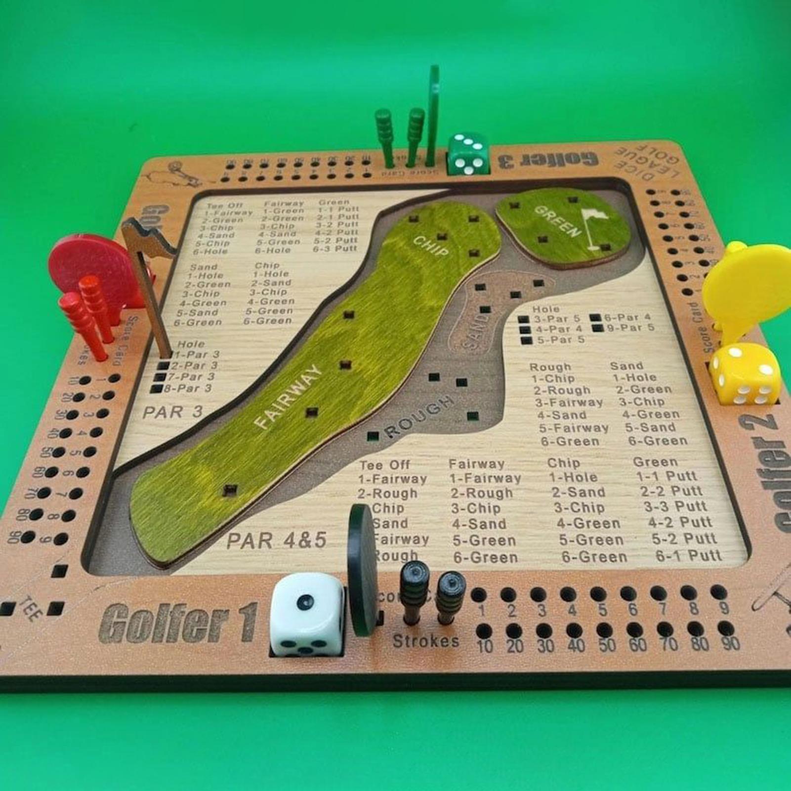 Party Games Console - Golf Dice Game Wooden Challenging Golf