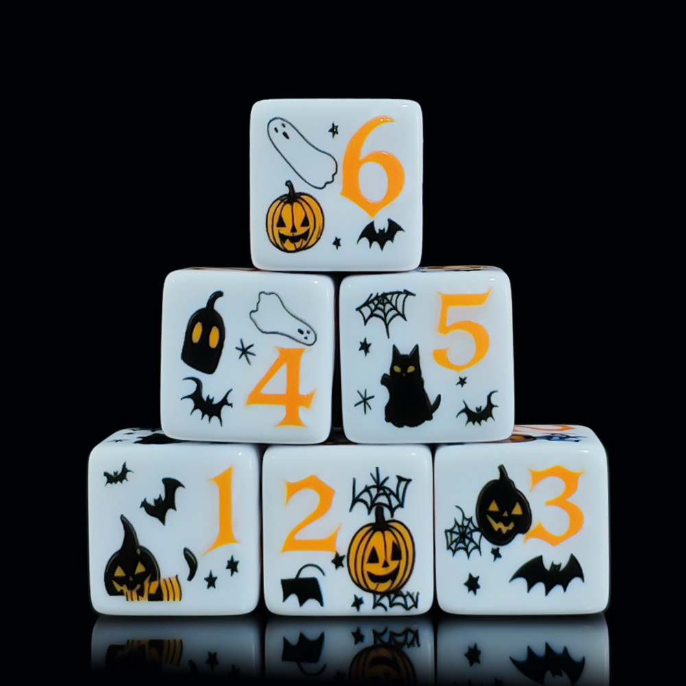 Party Games Console - 12Pcs 16MM White Acrylic Printed D6