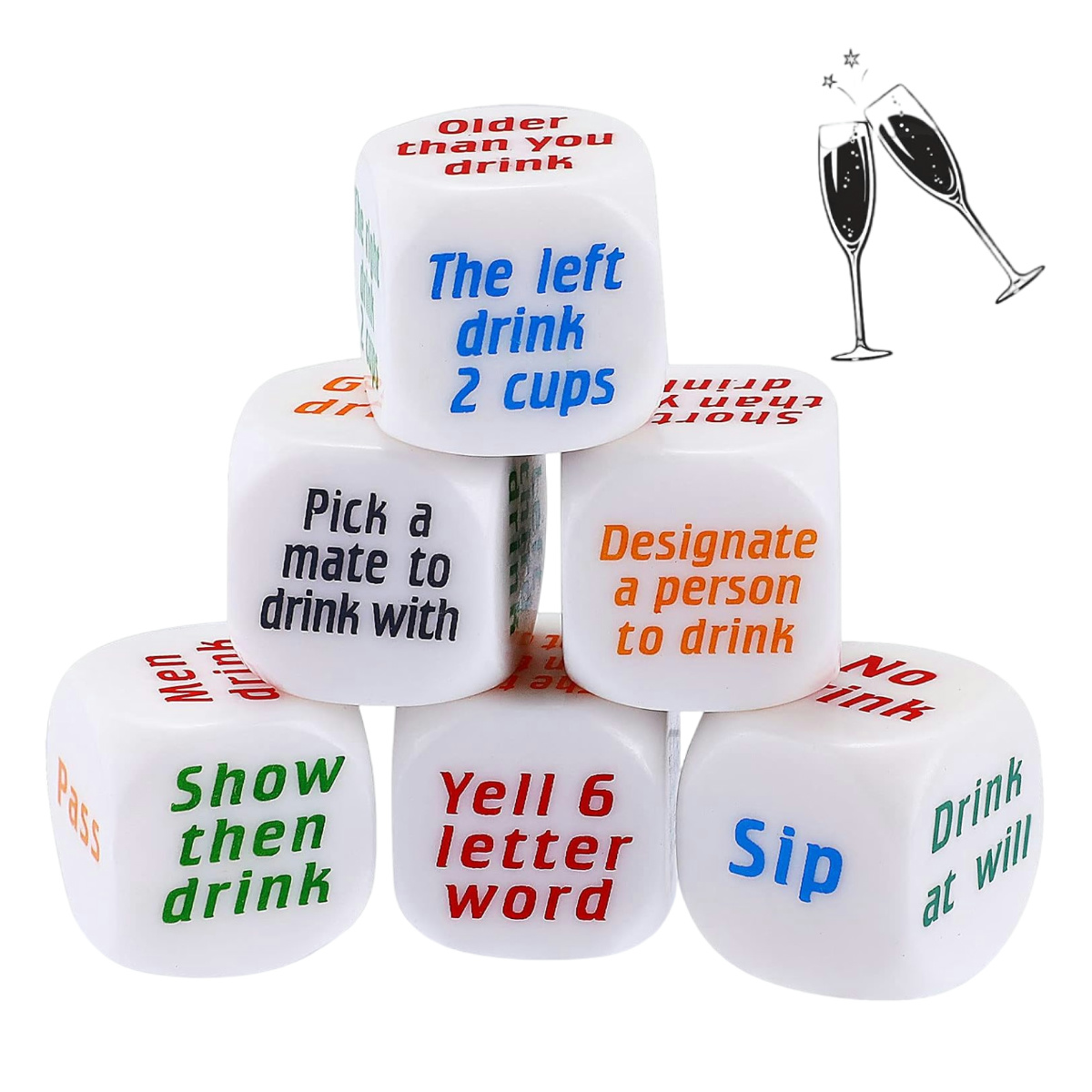 6 Pcs Party Drinking Bar Dice  - Party Games Bachelorette ulasan dan harga